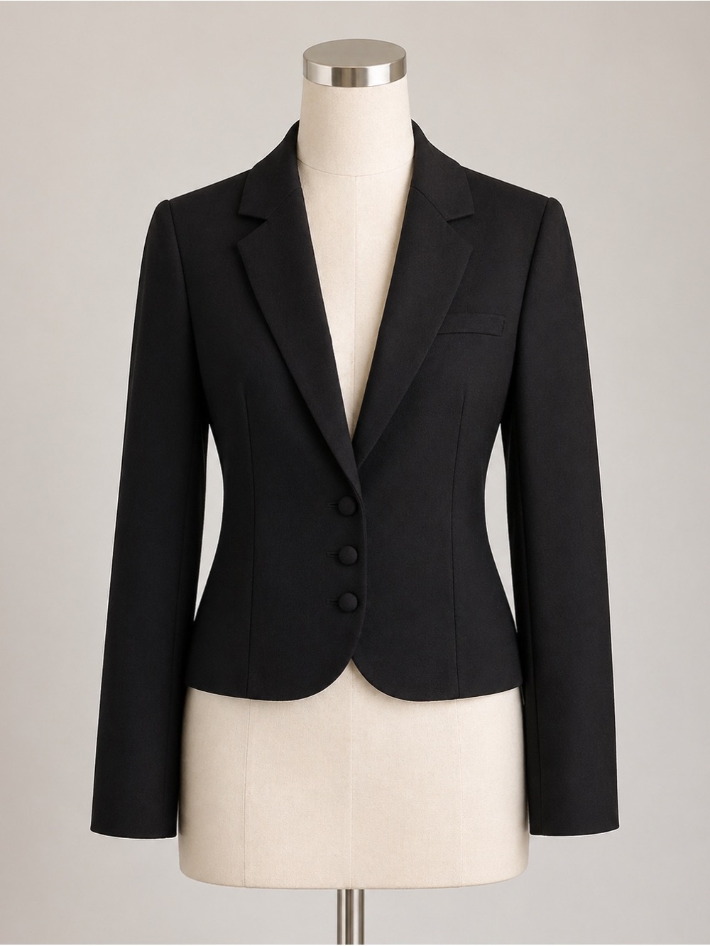 VTG 80s Prophecy Black Pure New Wool Blazer 4S Corpcore Office Wear Made in USA